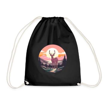 Cerf Aquarelle Colorée Dessin Animé Kawaii Animal - Sac de sport léger - noir - Devant