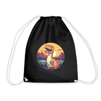 Dinosaurier buntes Aquarell Cartoon Kawaii Tier - Turnbeutel - Schwarz - Vorne