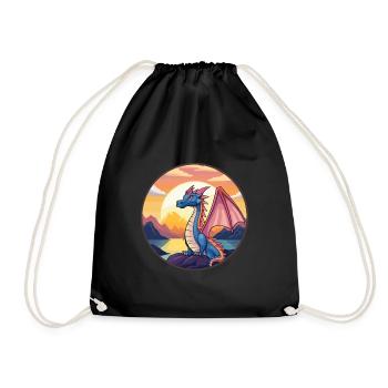 Dragon Colorful Watercolor Cartoon Kawaii Animal - Drawstring Bag - black - Front