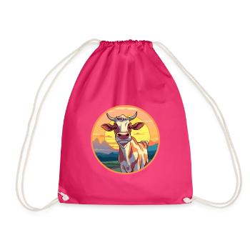 Vache Aquarelle Colorée Dessin Animé Kawaii Animal - Sac de sport léger - fuchsia - Devant