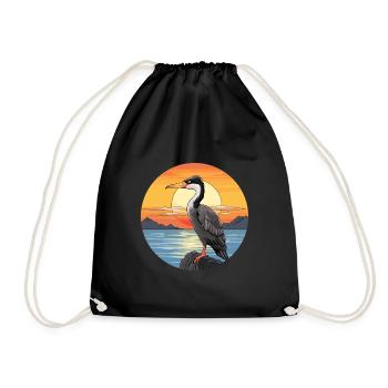 Kormoran Bunte Aquarell-Karikatur Kawaii Haustier - Turnbeutel - Schwarz - Vorne