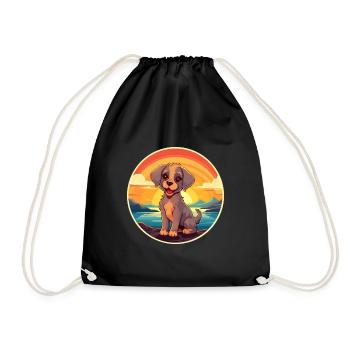 Hund Buntes Aquarell Cartoon Kawaii Tier - Turnbeutel - Schwarz - Vorne