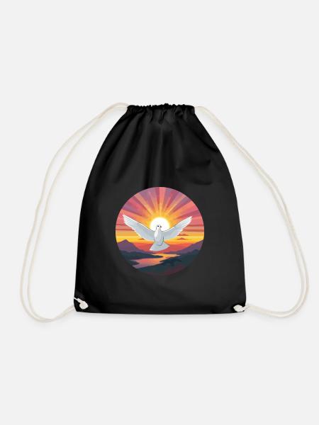 Colombe Aquarelle Colorée Dessin Animé Kawaii Animal - Sac de sport léger - noir