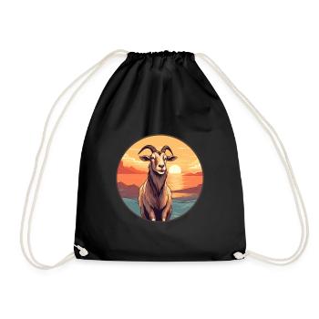 Goat Colorful Watercolor Cartoon Kawaii Animal - Drawstring Bag - black - Front