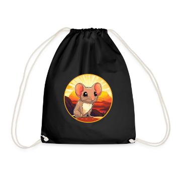 Elephant Shrew Colorful Watercolor Cartoon Kawaii - Drawstring Bag - black - Front