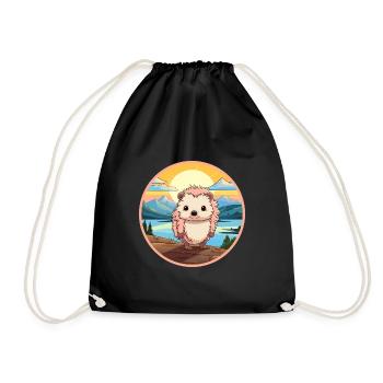 Igel Buntes Aquarell Cartoon Kawaii Tier - Turnbeutel - Schwarz - Vorne