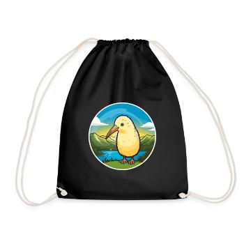 Kiwi Vogel Buntes Aquarell Cartoon Kawaii Haustier - Turnbeutel - Schwarz - Vorne