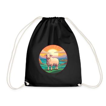 Schaf Buntes Aquarell Cartoon Kawaii Tier - Turnbeutel - Schwarz - Vorne