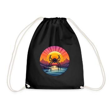 Spinne buntes Aquarell Cartoon Kawaii Tier - Turnbeutel - Schwarz - Vorne