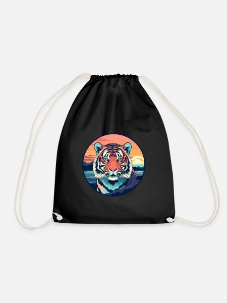 Tiger Buntes Aquarell Cartoon Kawaii Tier - Turnbeutel - Schwarz