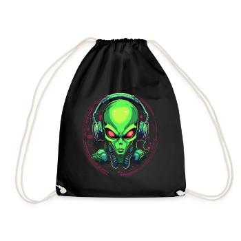 Alien avec des écouteurs Extraterrestrial DJ Music - Sac de sport léger - noir - Devant