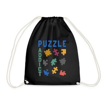Puzzle addict - Drawstring Bag - black - Front