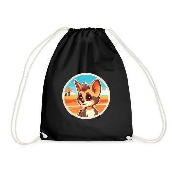 Aardwolf Aquarelle Cartoon Kawaii Clipart Animal - Sac de sport léger - noir - Devant