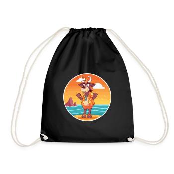 Bongo Aquarell Cartoon Kawaii Clipart Tier - Turnbeutel - Schwarz - Vorne