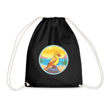 Canari oiseau aquarelle dessin animé Kawaii Clipart animal de compagnie - Sac de sport léger - noir - Devant