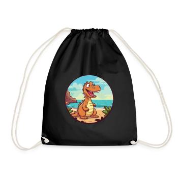 Dinosaurier Aquarell Cartoon Kawaii Clipart Tier - Turnbeutel - Schwarz - Vorne