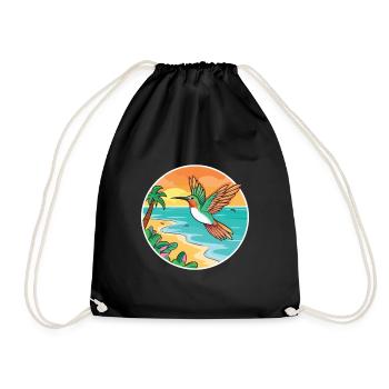 Colibri aquarelle dessin animé Kawaii Clipart animal de compagnie - Sac de sport léger - noir - Devant