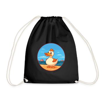 Canard aquarelle dessin animé kawaii clipart animal - Sac de sport léger - noir - Devant