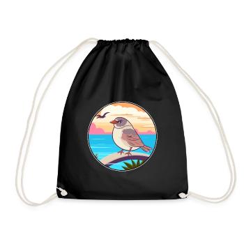 Moineau aquarelle dessin animé Kawaii Clipart Animal - Sac de sport léger - noir - Devant