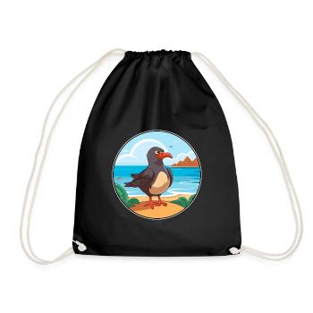 Oiseau Aquarelle Cartoon Kawaii Clipart Animal - Sac de sport léger - noir - Devant