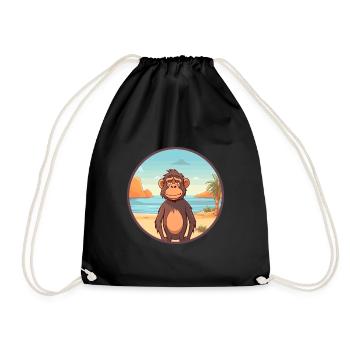 Babouin aquarelle dessin animé Kawaii Clipart Animal - Sac de sport léger - noir - Devant