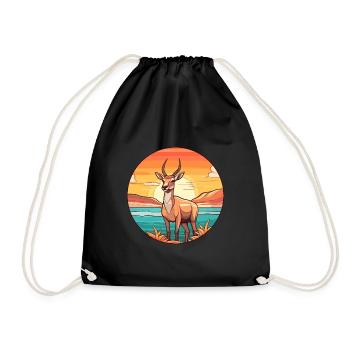 Antilope aquarelle dessin animé Kawaii Clipart Animal - Sac de sport léger - noir - Devant