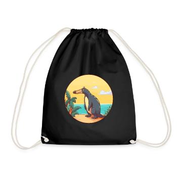 Anteater Watercolor Cartoon Kawaii Clipart Animal - Drawstring Bag - black - Front
