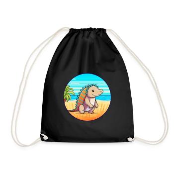 Armadillo Watercolor Cartoon Kawaii Clipart Animal - Drawstring Bag - black - Front