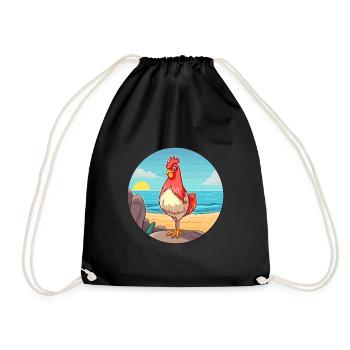 Chicken Watercolor Cartoon Kawaii Clipart Animal - Drawstring Bag - black - Front