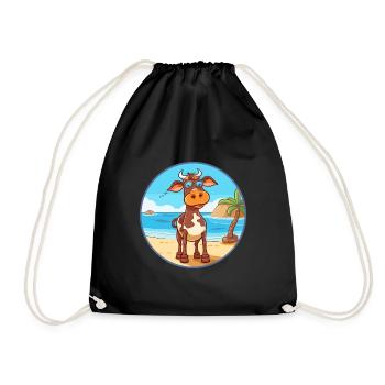 Vache aquarelle dessin animé kawaii clipart animal - Sac de sport léger - noir - Devant