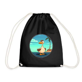 Canard aquarelle dessin animé kawaii clipart animal - Sac de sport léger - noir - Devant