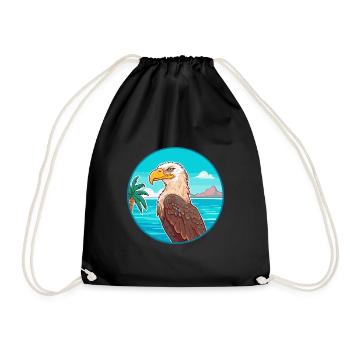 Adler Aquarell Cartoon Kawaii Clipart Tier - Turnbeutel - Schwarz - Vorne