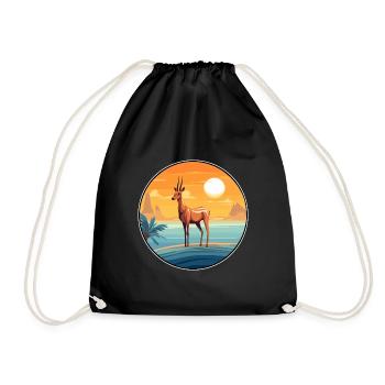 Impala Aquarell Karikatur Kawaii Clipart Tier - Turnbeutel - Schwarz - Vorne