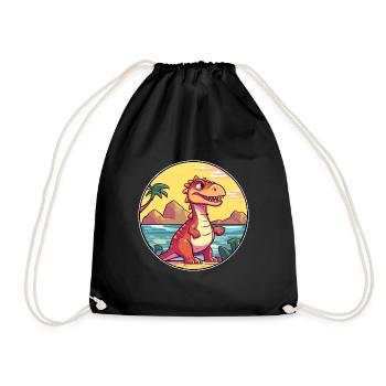 Dinosaurier Aquarell Cartoon Kawaii Clipart Tier - Turnbeutel - Schwarz - Vorne