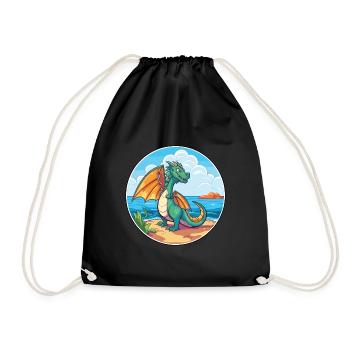 Dragon Aquarelle Cartoon Kawaii Clipart Animal - Sac de sport léger - noir - Devant