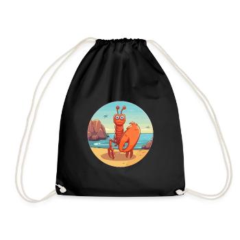 Homard aquarelle dessin animé Kawaii Clipart Animal - Sac de sport léger - noir - Devant