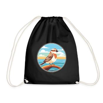Moineau aquarelle dessin animé Kawaii Clipart Animal - Sac de sport léger - noir - Devant