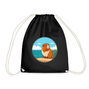 Cochon d’Inde aquarelle dessin animé Kawaii Clipart animal de compagnie - Sac de sport léger - noir - Devant