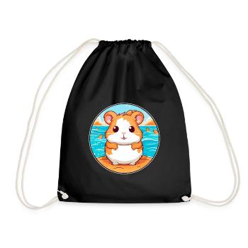 Hamster Aquarell Cartoon Kawaii Clipart Tier - Turnbeutel - Schwarz - Vorne