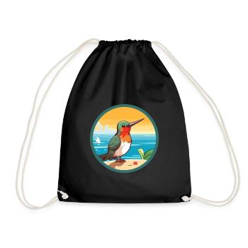 Colibri aquarelle dessin animé Kawaii Clipart animal de compagnie - Sac de sport léger - noir - Devant