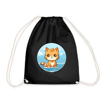 Chaton aquarelle dessin animé Kawaii Clipart Animal - Sac de sport léger - noir - Devant
