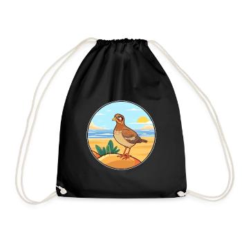 Perdrix aquarelle dessin animé Kawaii Clipart Animal - Sac de sport léger - noir - Devant