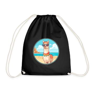 Lama Aquarell Cartoon Kawaii Clipart Tier - Turnbeutel - Schwarz - Vorne