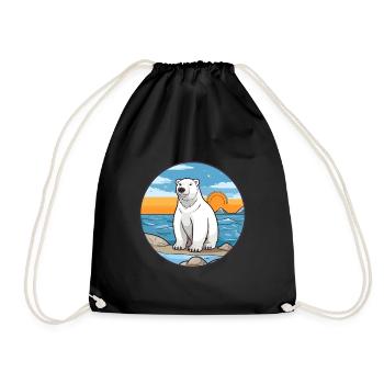 Ours polaire aquarelle dessin animé Kawaii Clipart animal de compagnie - Sac de sport léger - noir - Devant