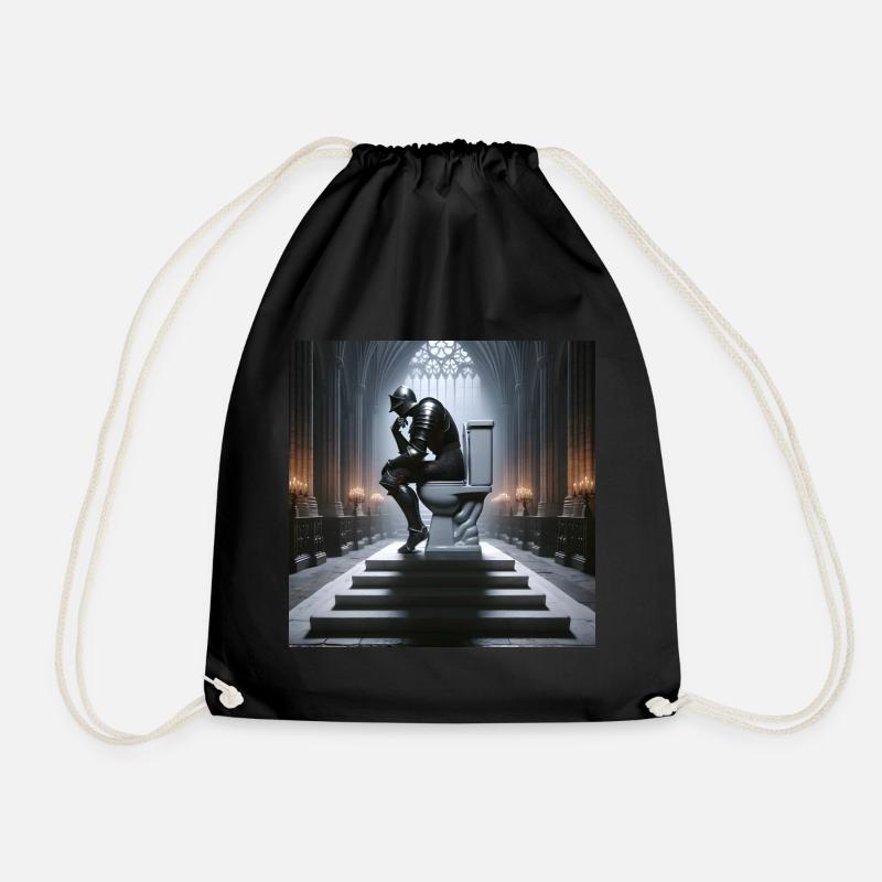 Fart Souls - Hollow Knight on Porcelain Throne #05 - Drawstring Bag - black
