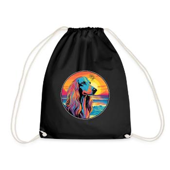 Afghan Hound chien race coloré dessin animé aquarelle - Sac de sport léger - noir - Devant