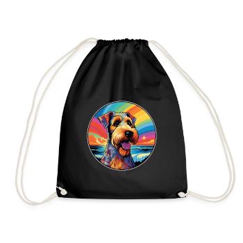 Airedale Terrier Chien Race Coloré Cartoon Waterc - Sac de sport léger - noir - Devant