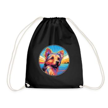 Australian Terrier Hunderasse Bunte Karikatur Wate - Turnbeutel - Schwarz - Vorne