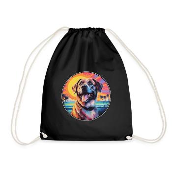 Chien de berger anatolien race coloré dessin animé Wate - Sac de sport léger - noir - Devant