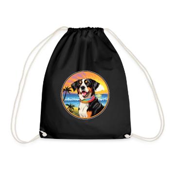 Appenzeller Sennenhund Dog Breed Colorful Cartoon - Drawstring Bag - black - Front